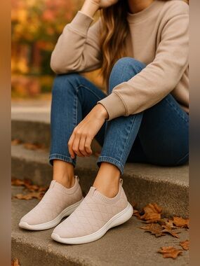 Anne Klein Slip-On Sneakers in Blush Pink